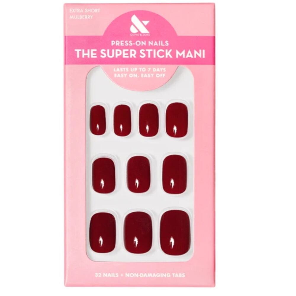 Olive and June Press-on Nails-Mulberry -Squavel-Extra Short-No Glue Needed-New!